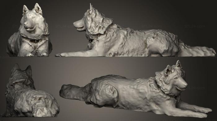 Статуэтки животных (СОБАКА Хаски, STKJ_0245) 3D модель для ЧПУ станка
